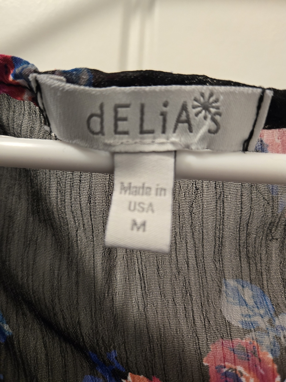 dELiA*s Black Sheer Floral Tank with Pink & Blue Blooms - Picture 3 of 3